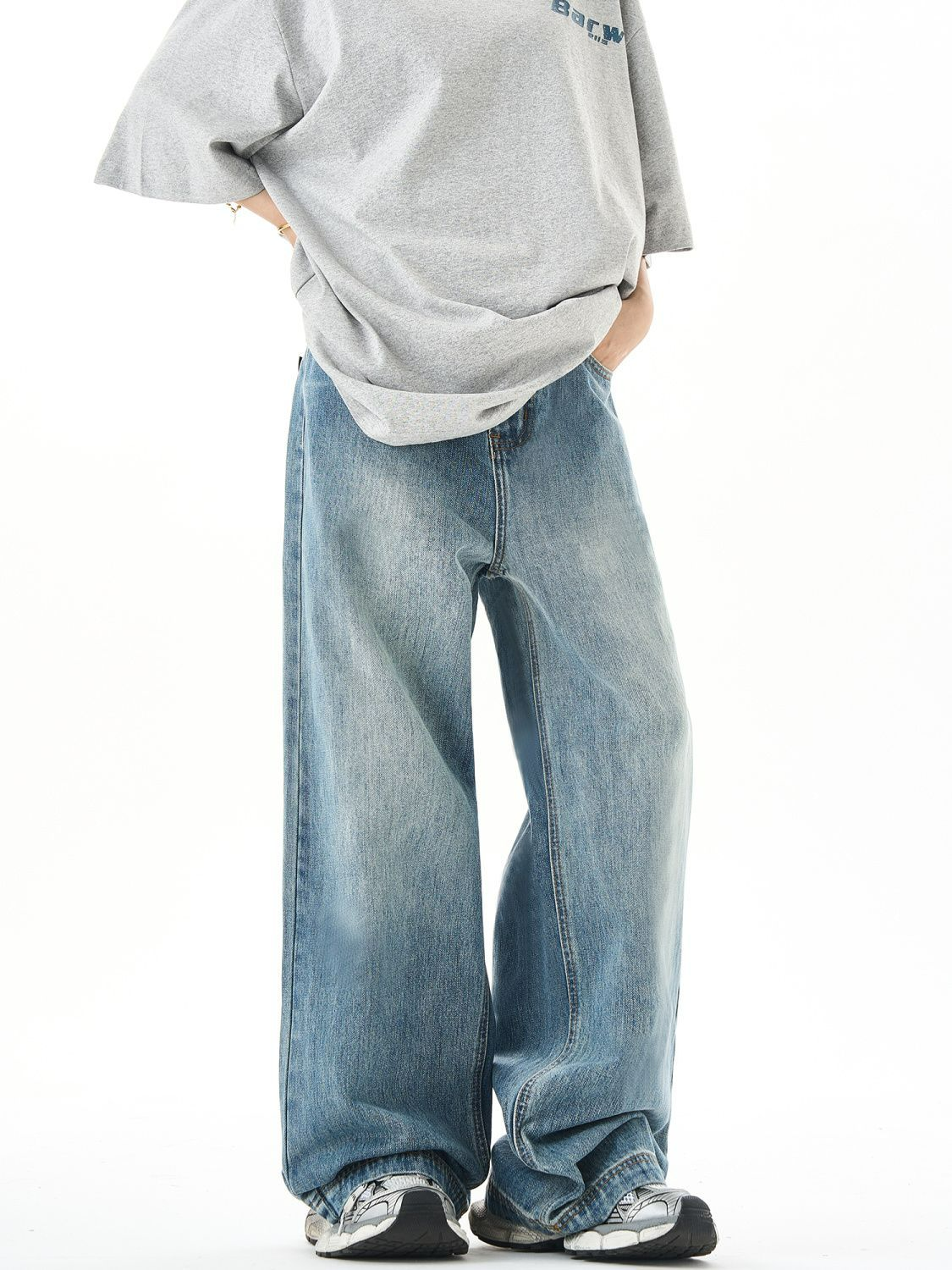 Washed Straight Jeans | Dames Denim Blauw