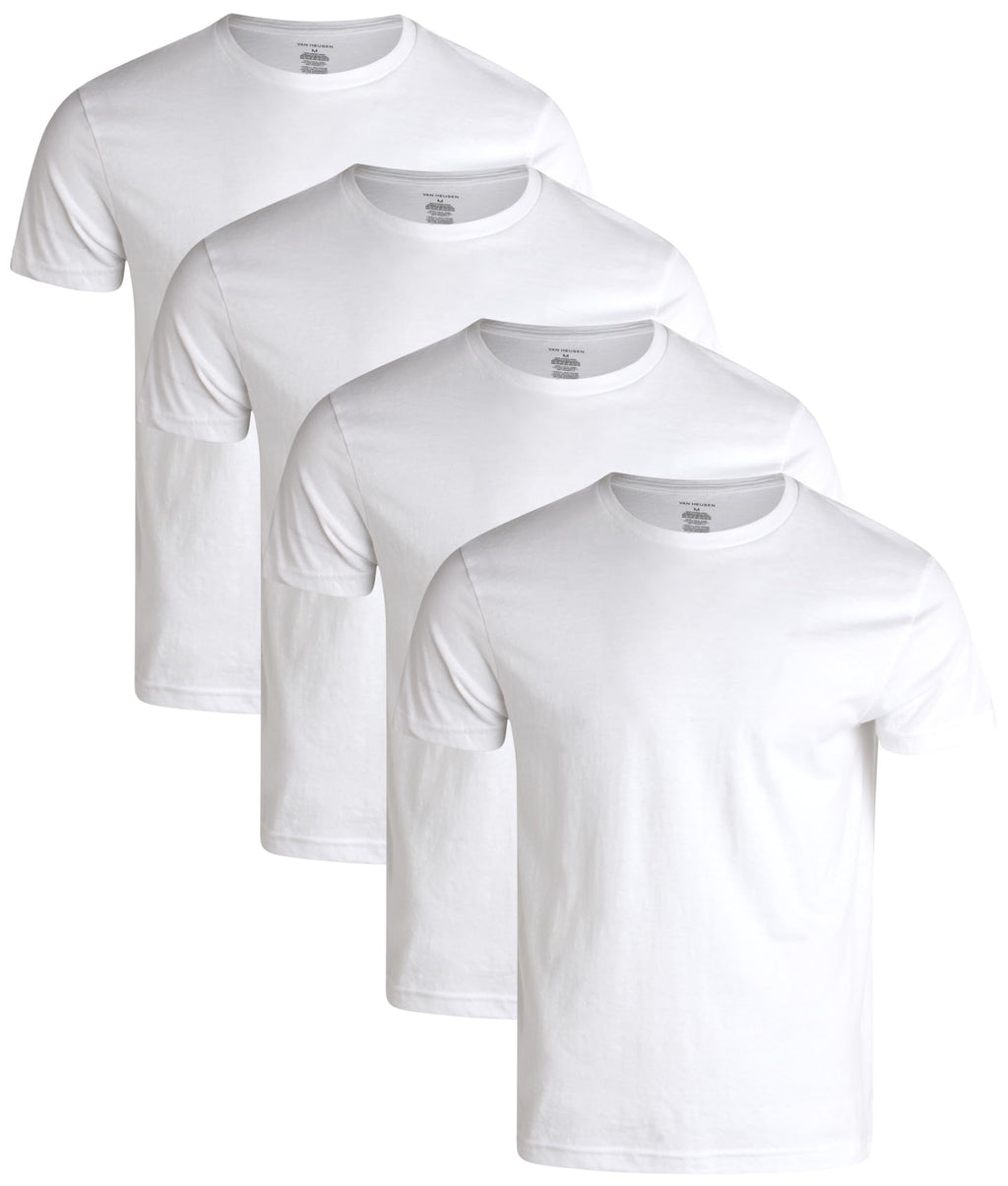 Van Heusen Men's Cotton Crew Neck Undershirts, White, 4-Pack, Small