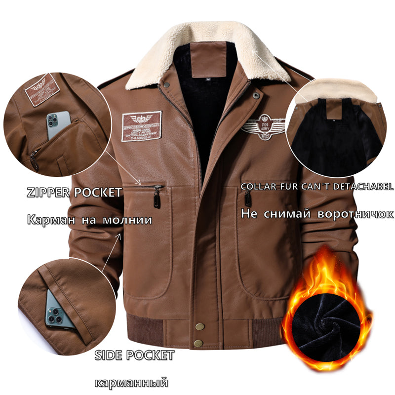 Heren Vintage Bomberjack van Imitatieleer
