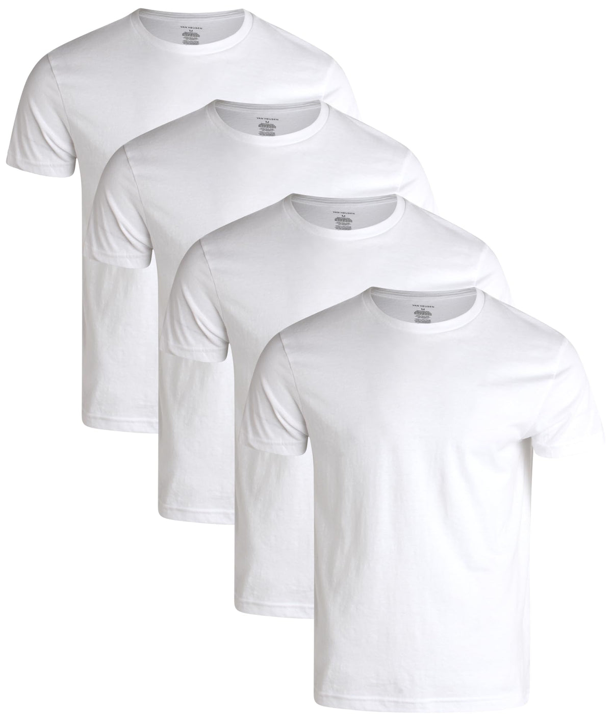 Van Heusen Men's Cotton Crew Neck Undershirts, White, 4-Pack, Small
