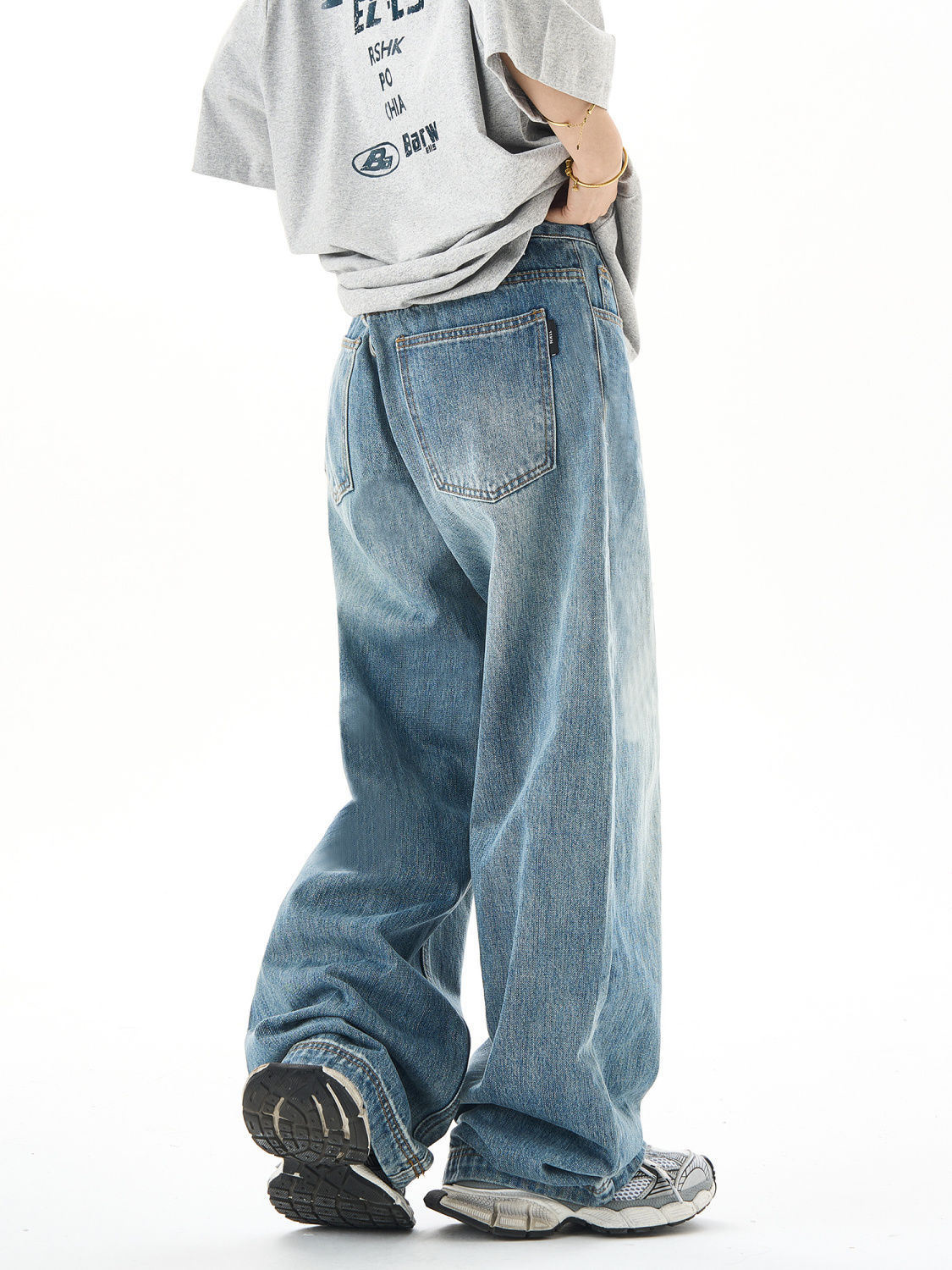 Washed Straight Jeans | Dames Denim Blauw