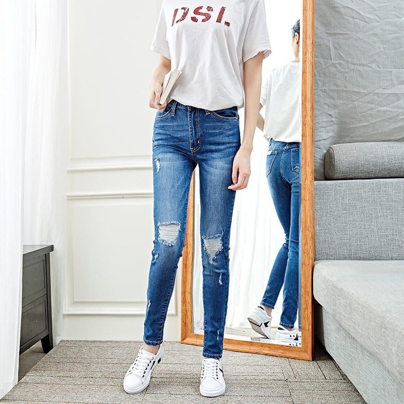 Stretch Skinny Jeans met Ripped Details | Dames Denim