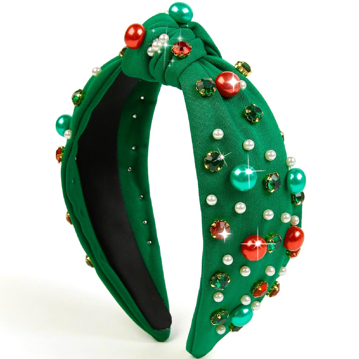 Kerst Haarband Dames | Parel & Strass Knoopband