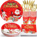 Kerst Wegwerpservies Set 175-delig | Borden & Servetten voor 25 Gasten