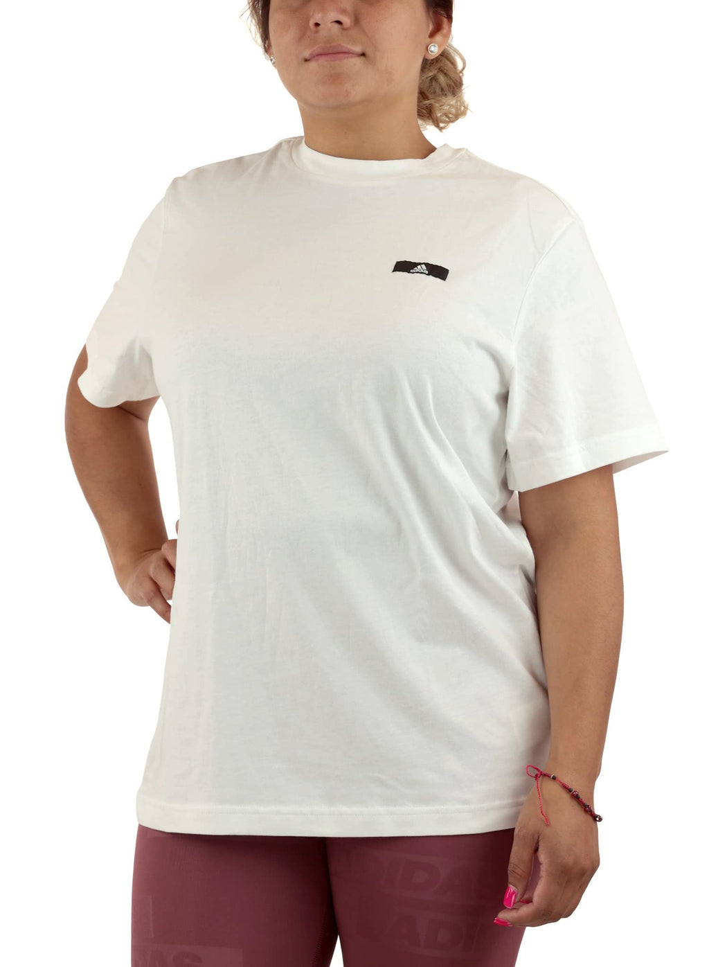 adidas Women's Short Sleeve Cotton T-Shirt, White, XL