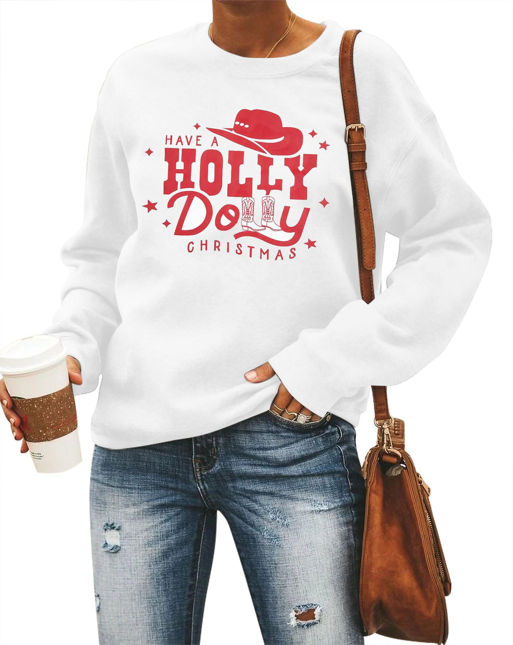 Dames Kerst Sweatshirt | Grappige Kerstprint Wit